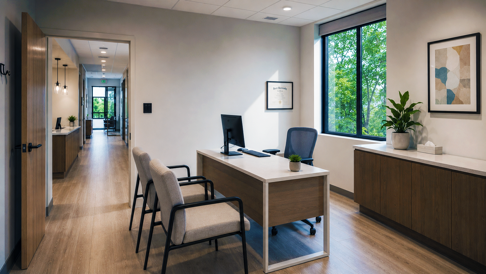 Suite 207 office with corridor view