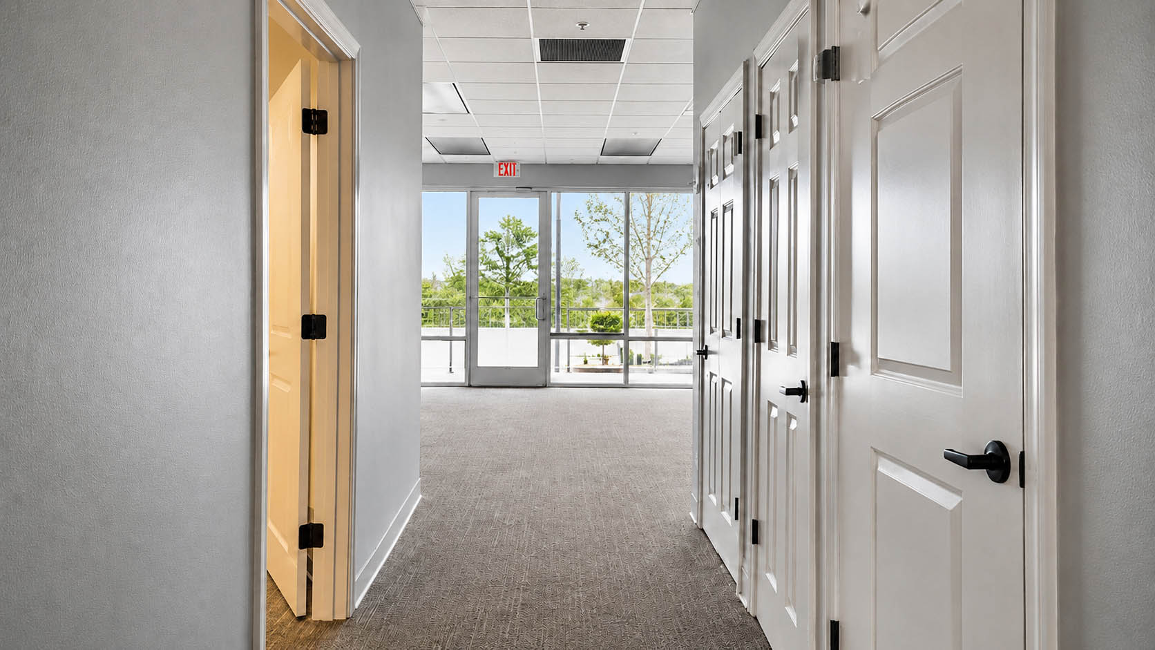 Suite 207 interior hallway with natural light